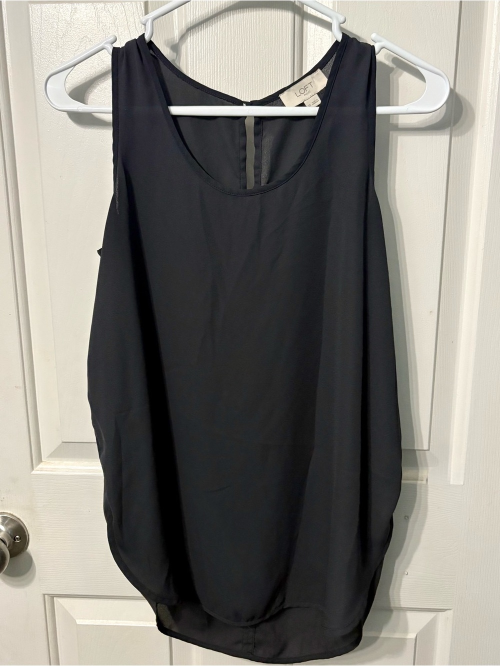 LOFT Black Chiffon Sleeveless Layered Tank